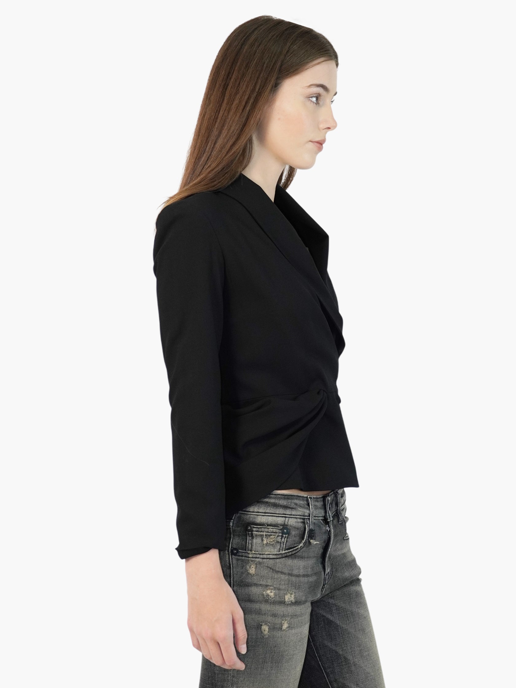 Pleated Wrap Blazer