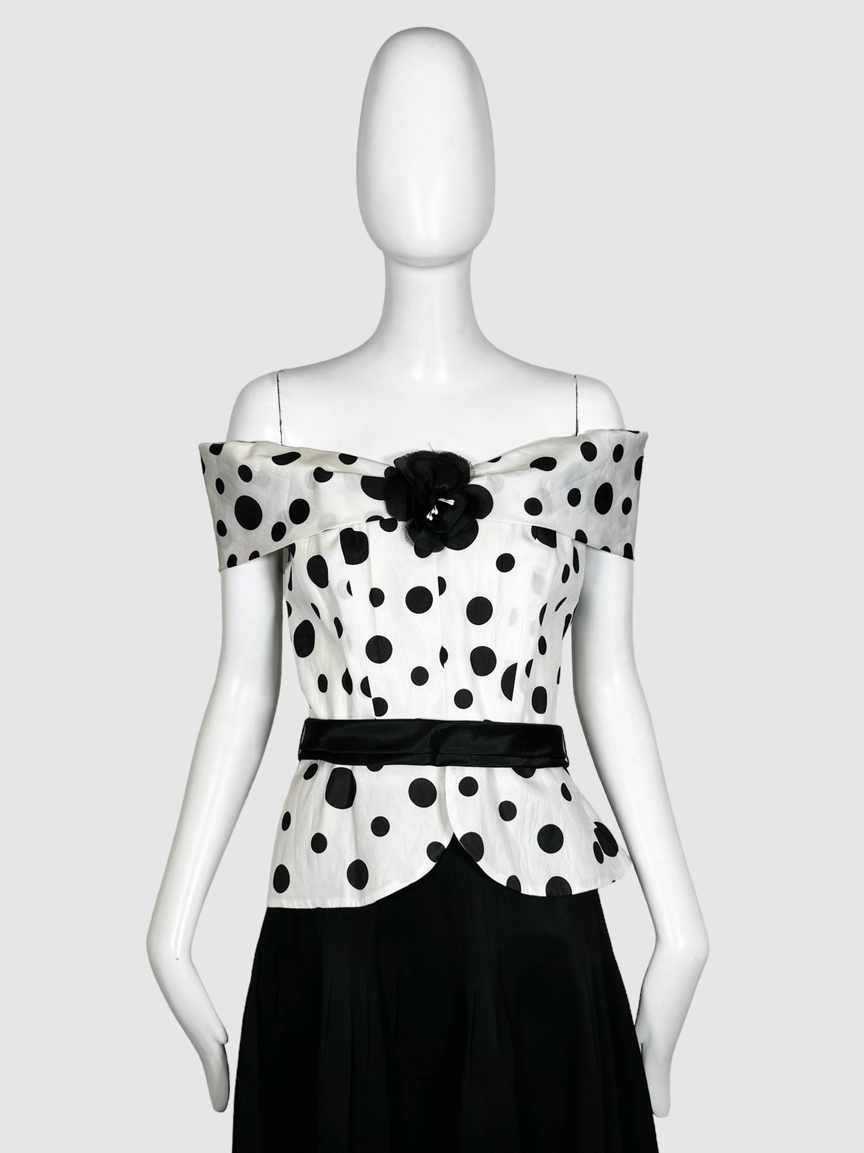 Off-the-Shoulder Polka Dot Top - Size 4