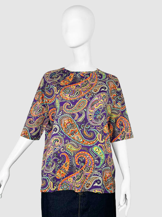 Etro Multicolour Paisley Print Short Sleeve T-Shirt Size 44 Consignment Secondhand Designer Luxury Resale Toronto Trendy