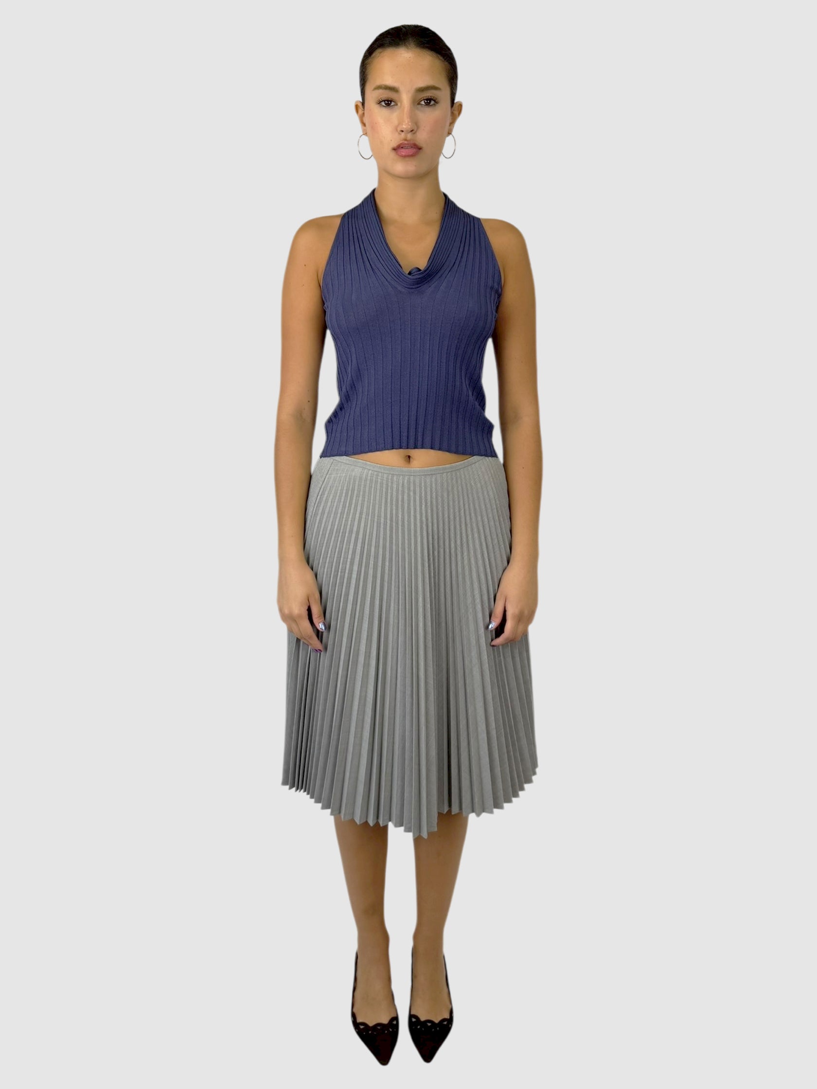 Ribbed Cowl Neck Top