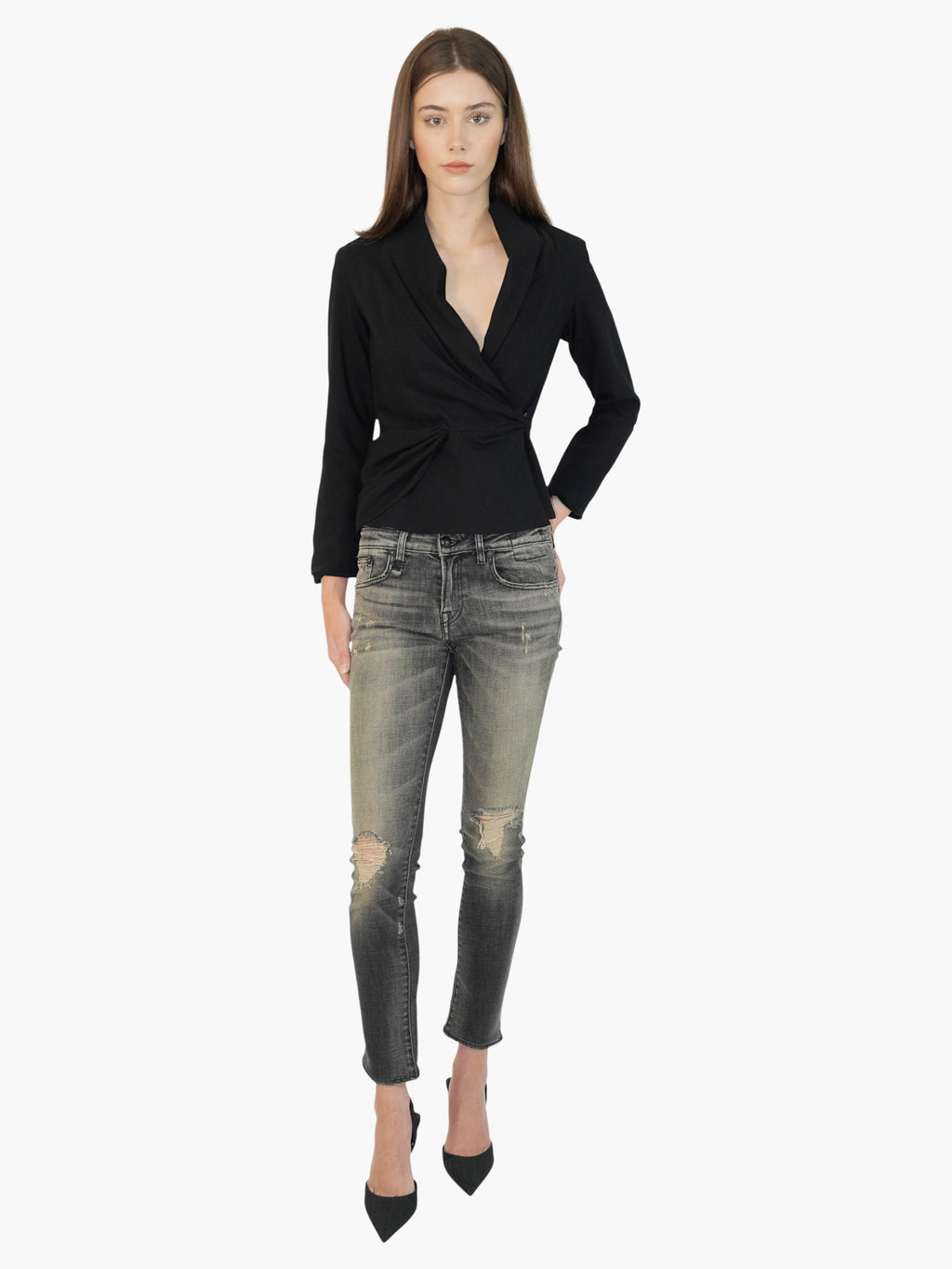 Pleated Wrap Blazer