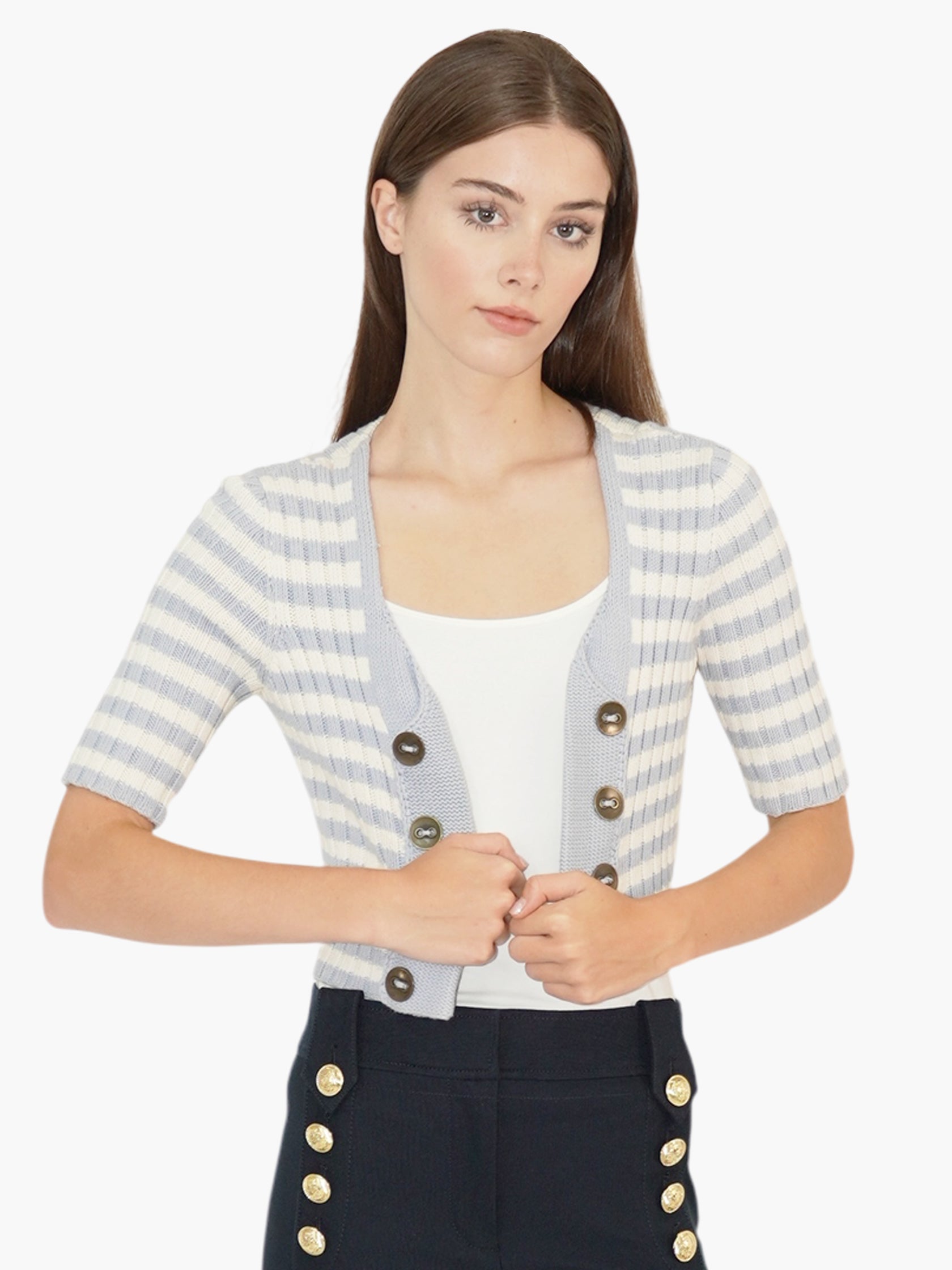 Striped Open Cardigan
