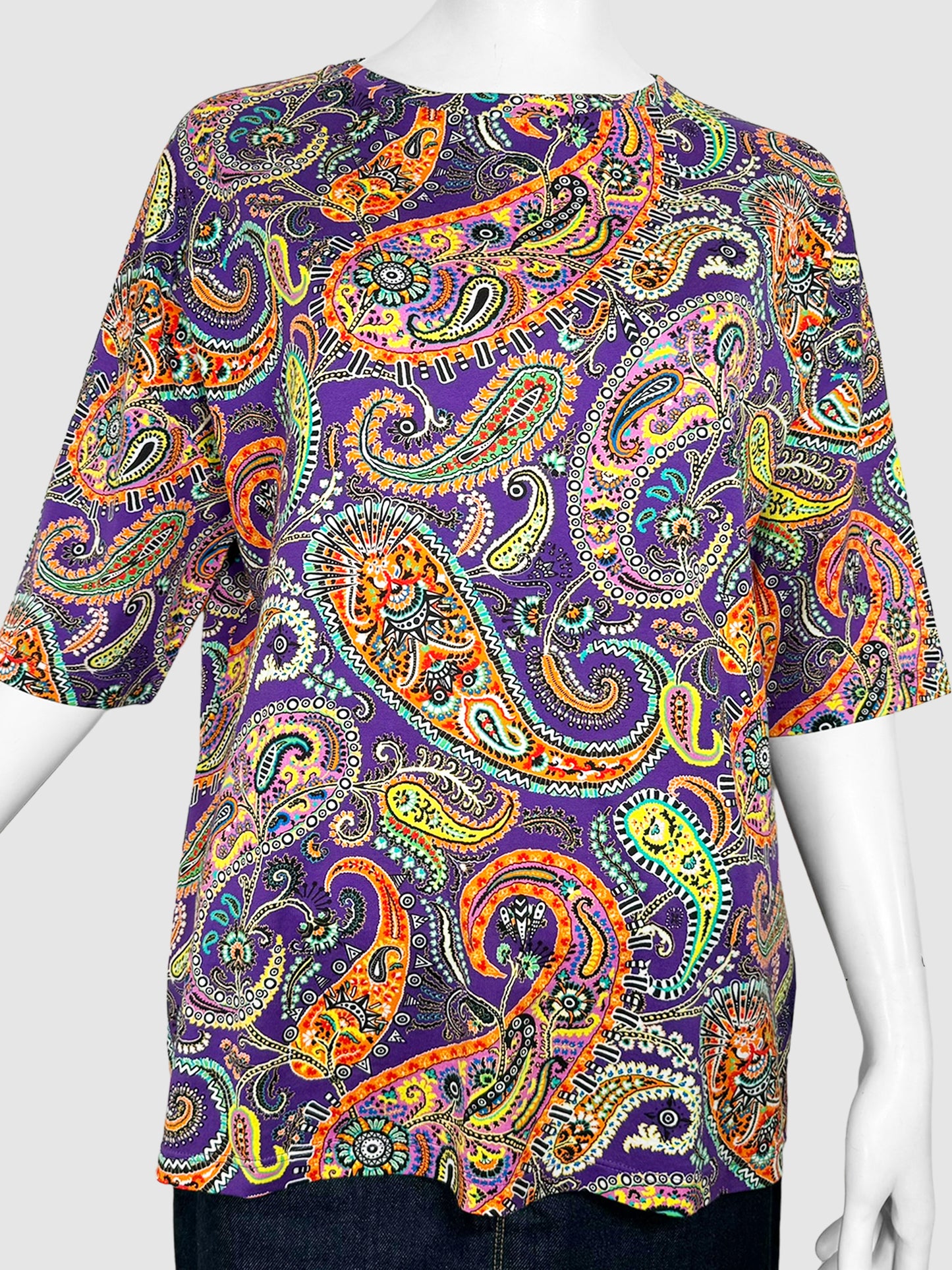 Etro Multicolour Paisley Print Short Sleeve T-Shirt Size 44 Consignment Secondhand Designer Luxury Resale Toronto Trendy