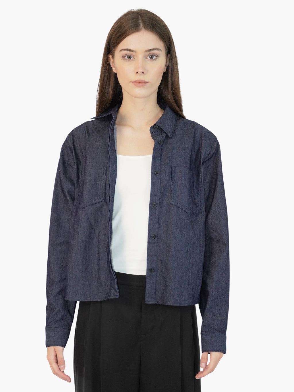 Denim Button-Up Top
