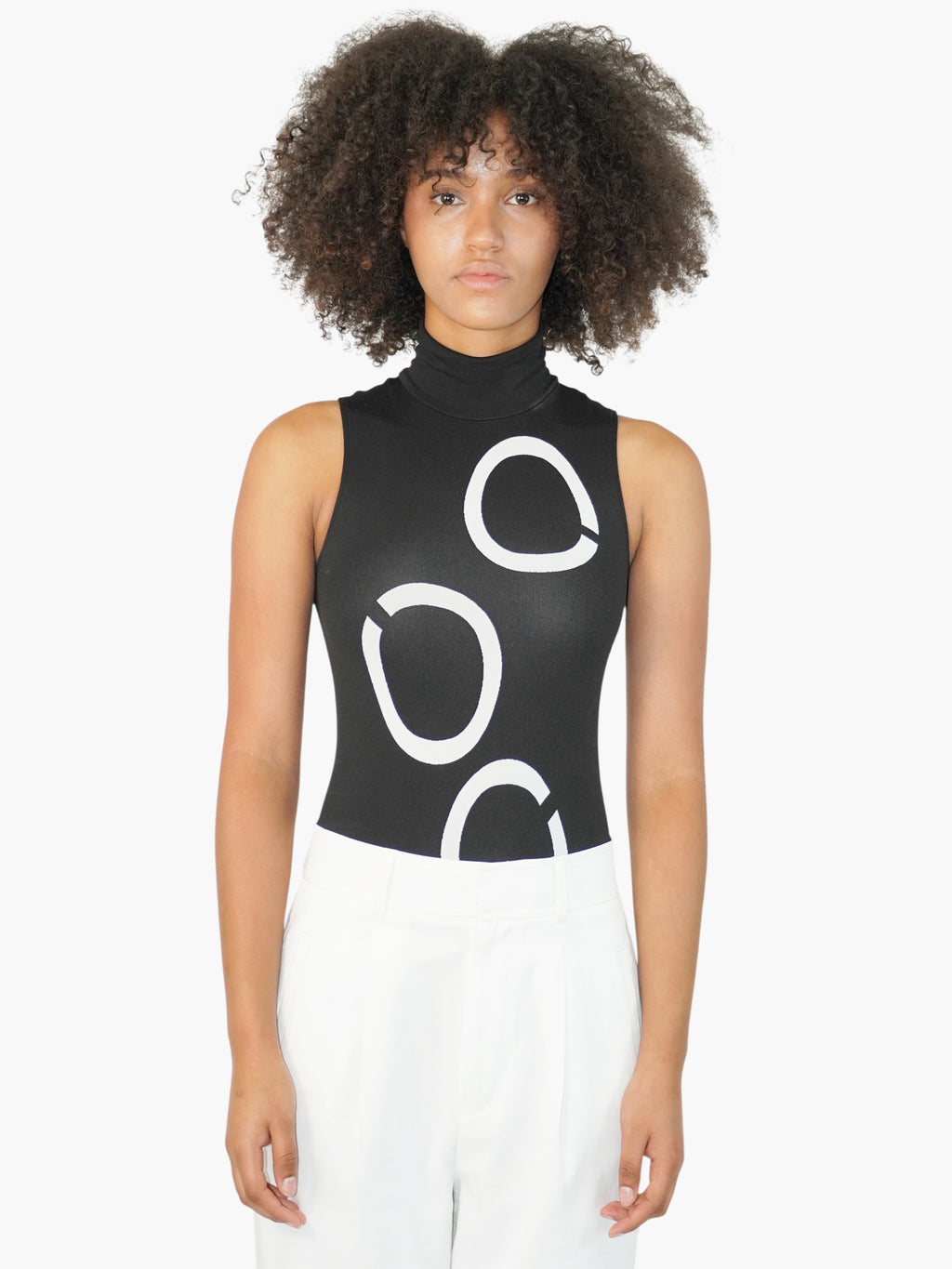 Abstract Mock Neck Bodysuit