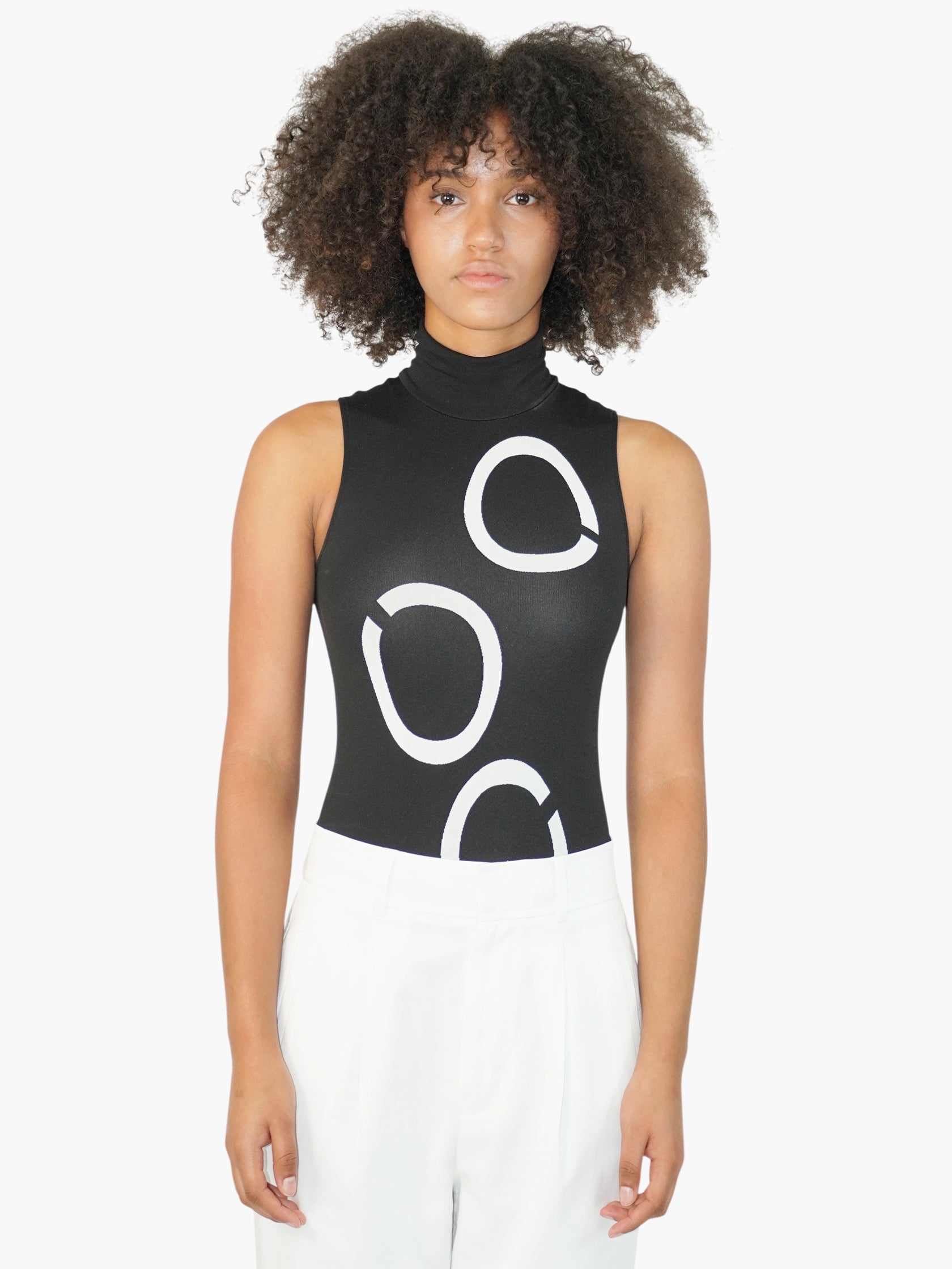 Abstract Mock Neck Bodysuit