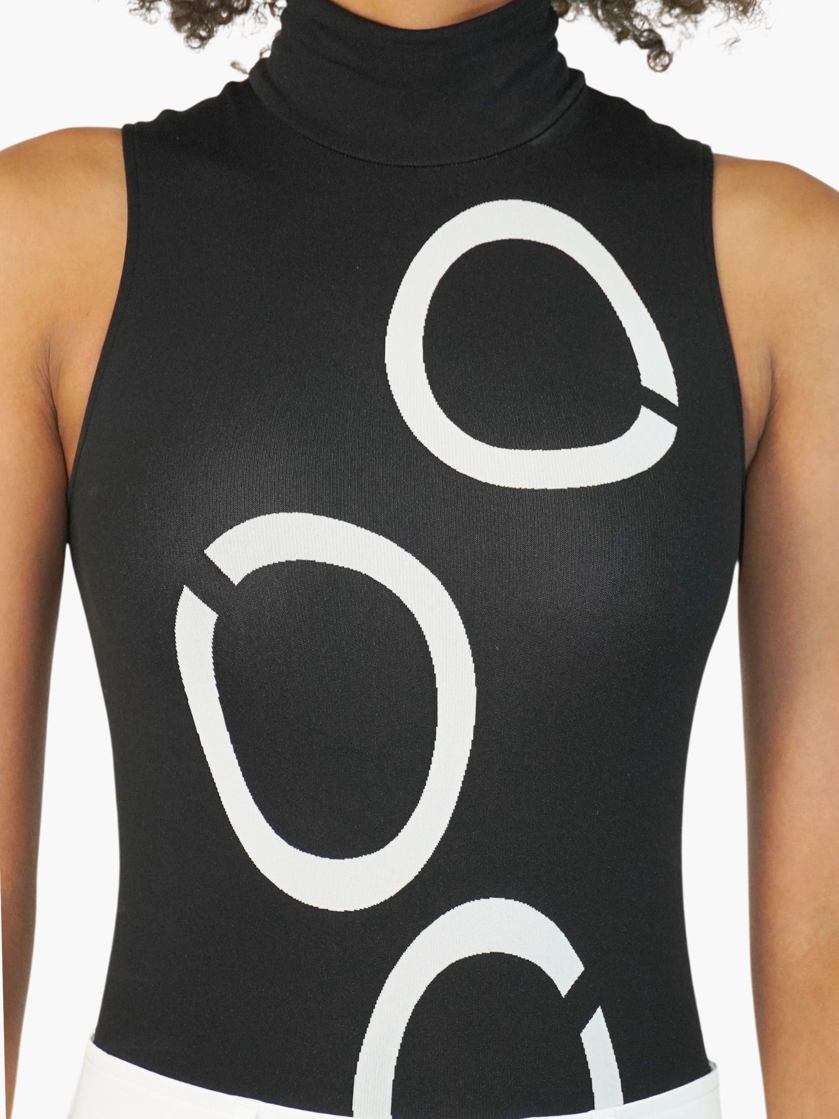 Abstract Mock Neck Bodysuit