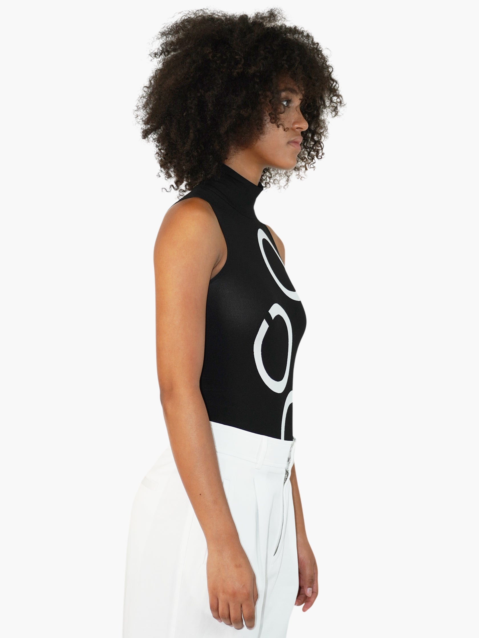 Abstract Mock Neck Bodysuit