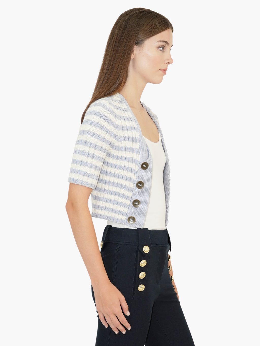 Striped Open Cardigan