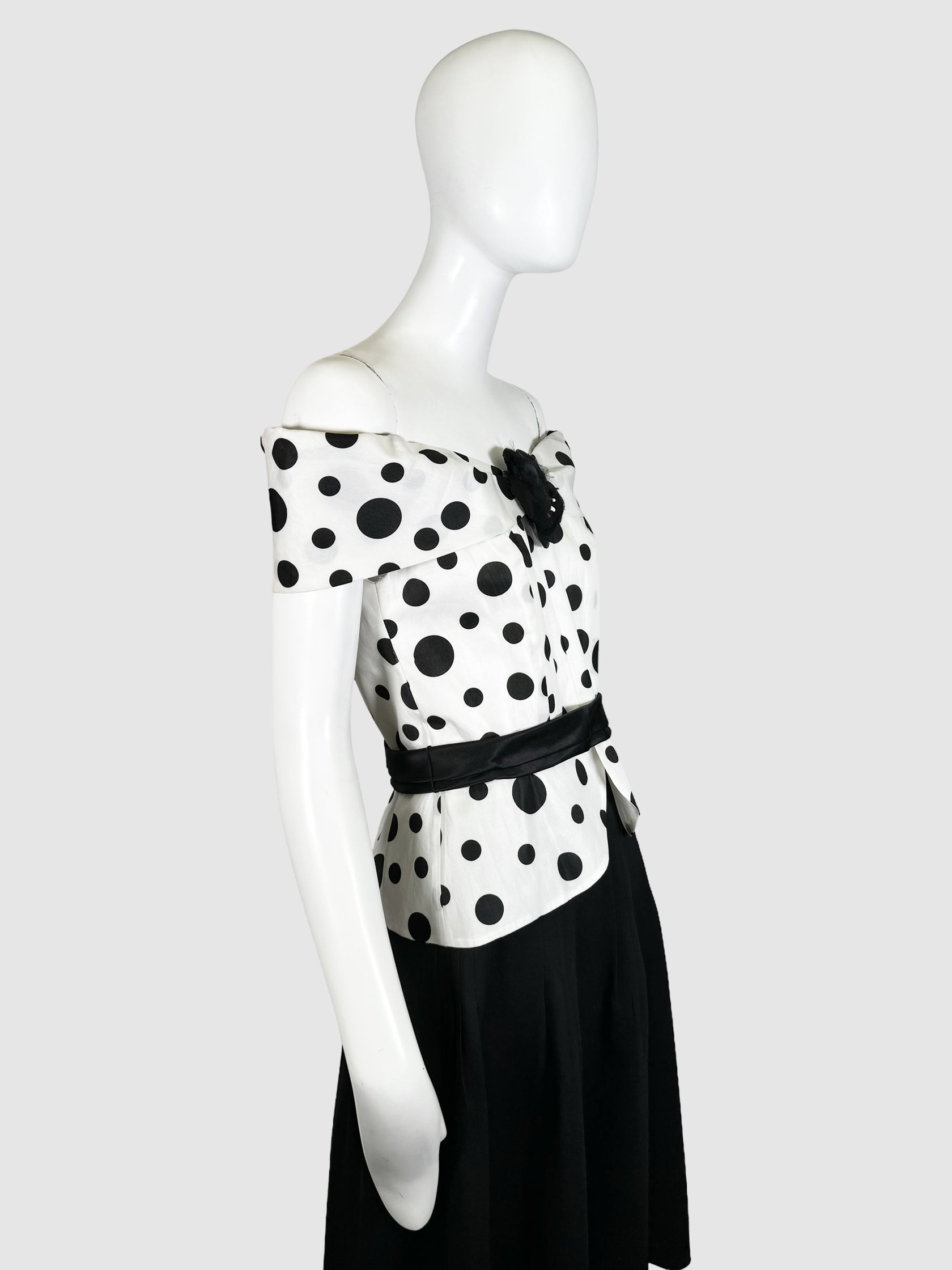 Off-the-Shoulder Polka Dot Top - Size 4