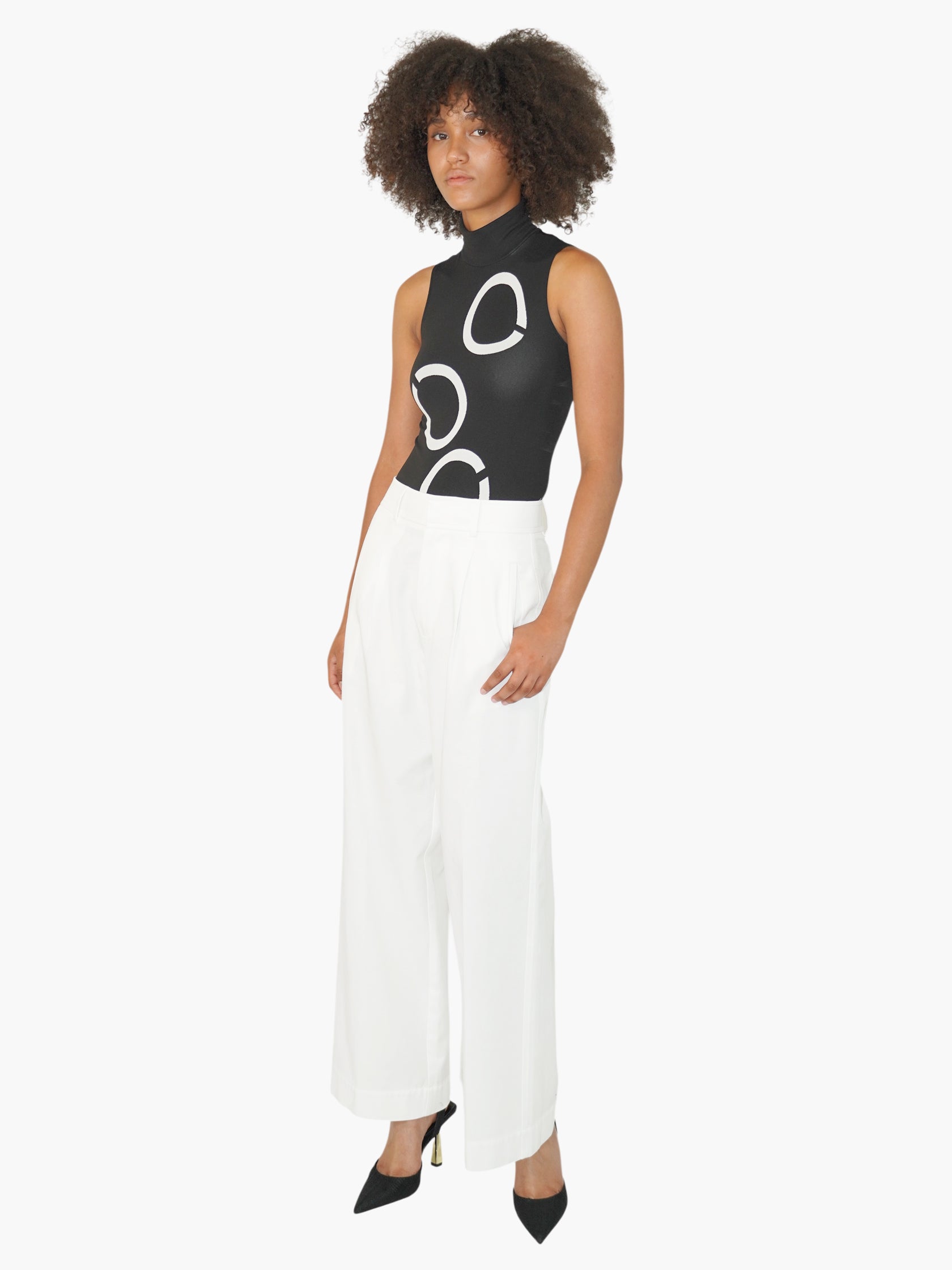 Abstract Mock Neck Bodysuit