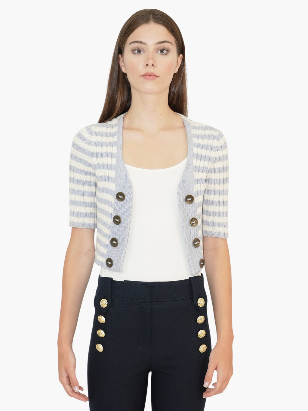 Striped Open Cardigan