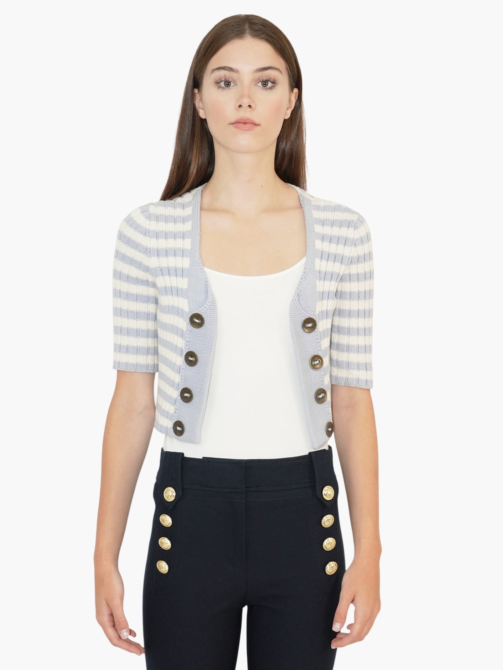 Striped Open Cardigan