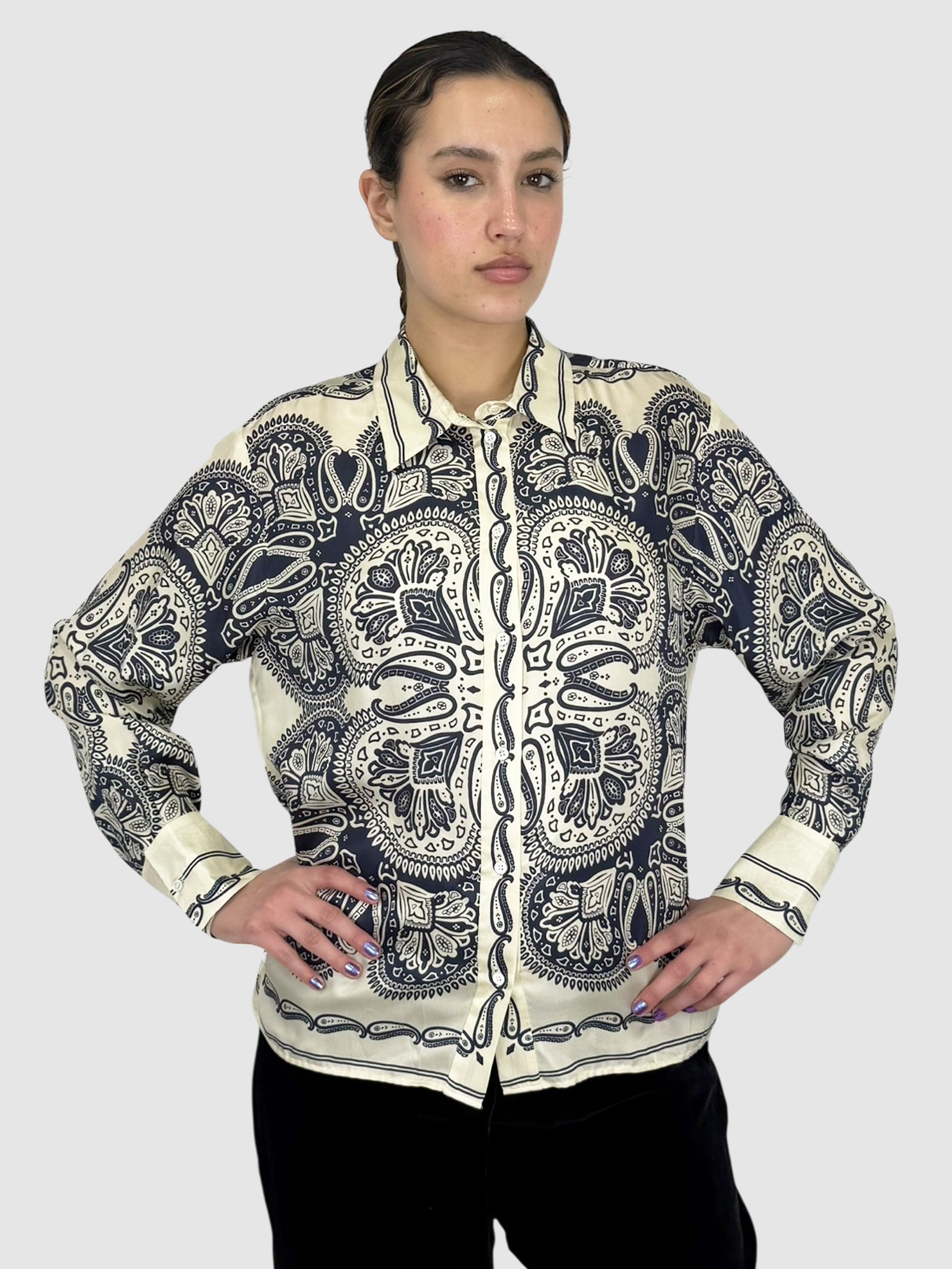 Paisley Button-Up Top