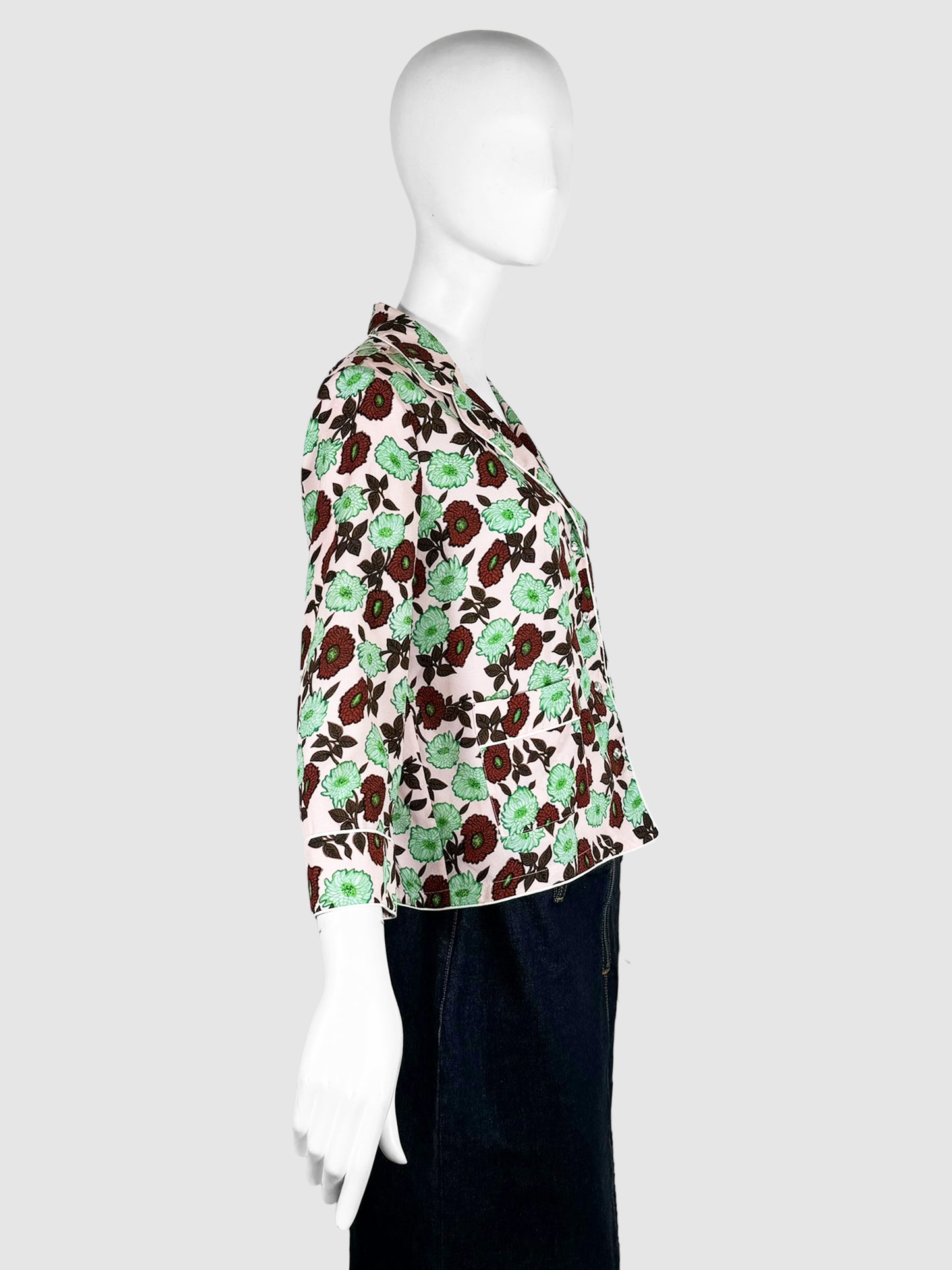 Floral Print Button-Up Top - Size 1