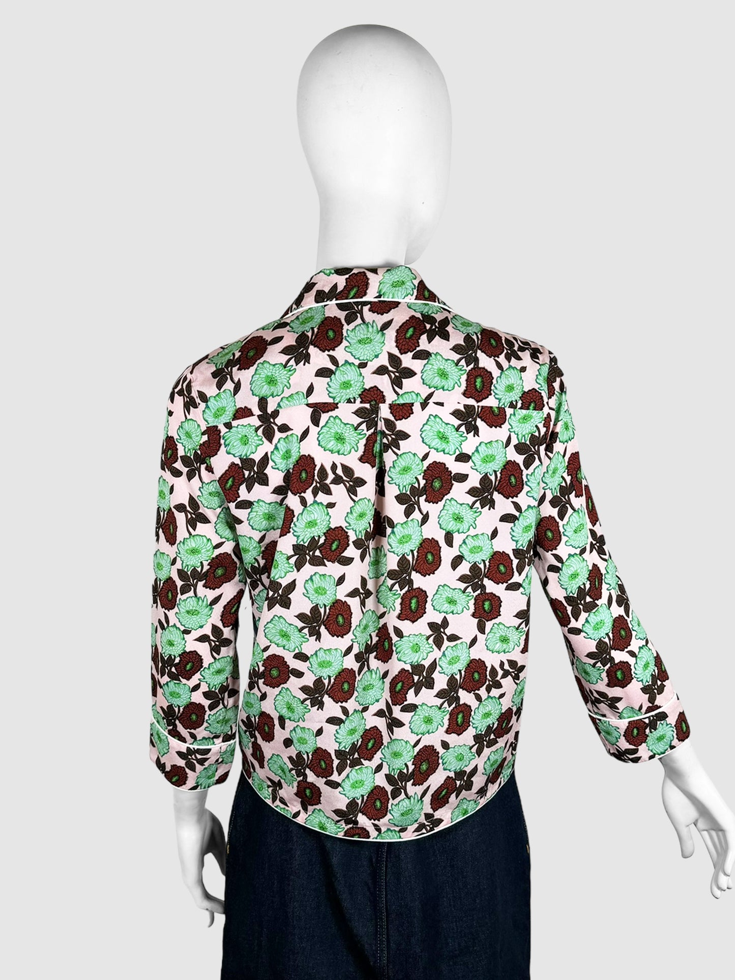 Floral Print Button-Up Top - Size 1