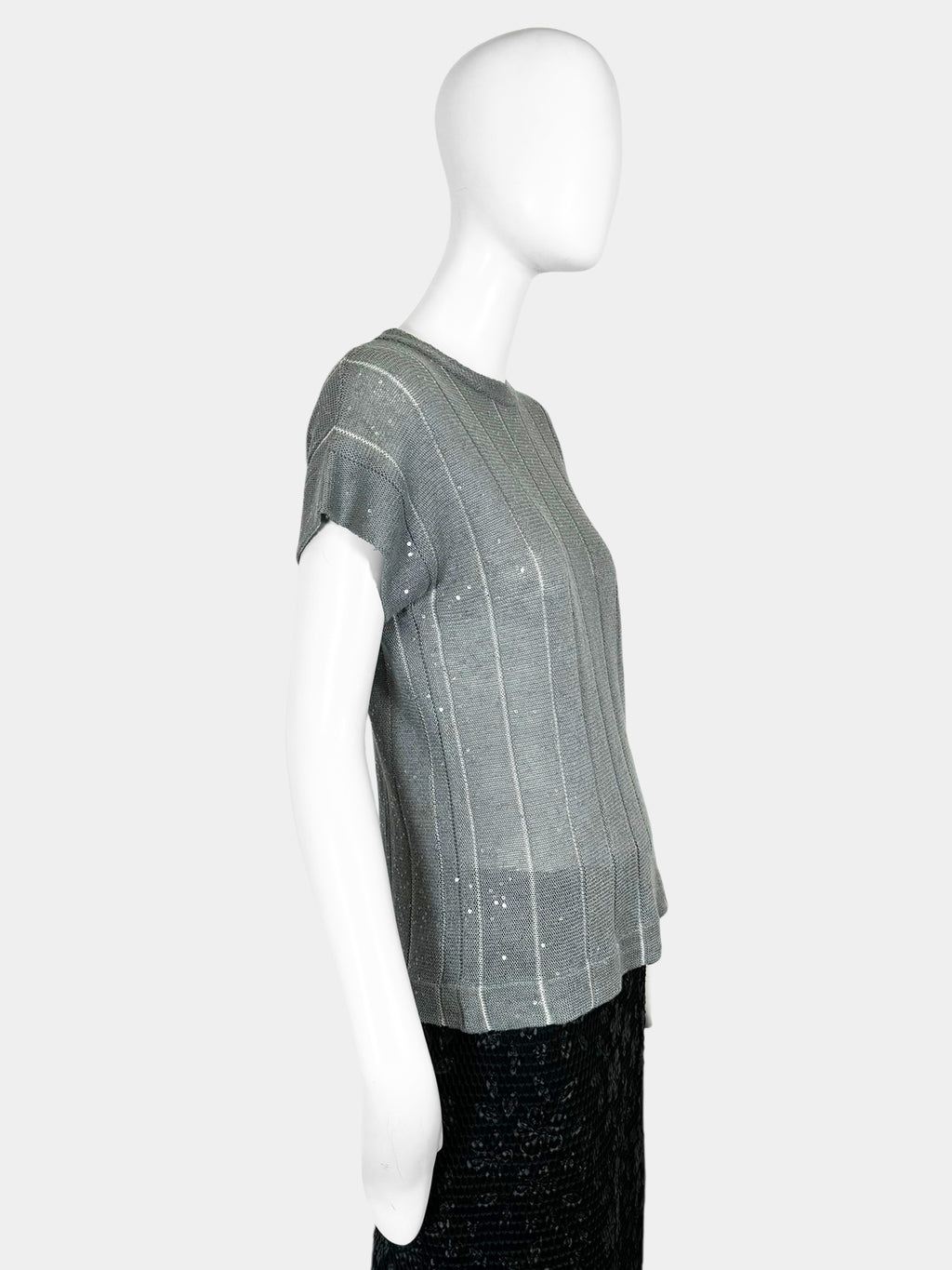 Stripe Sequinned Knit Top - Size S