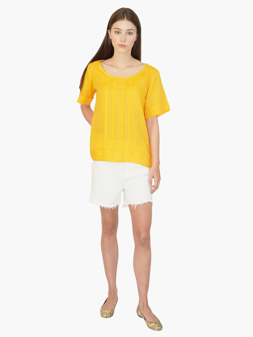 Pleated Linen Top