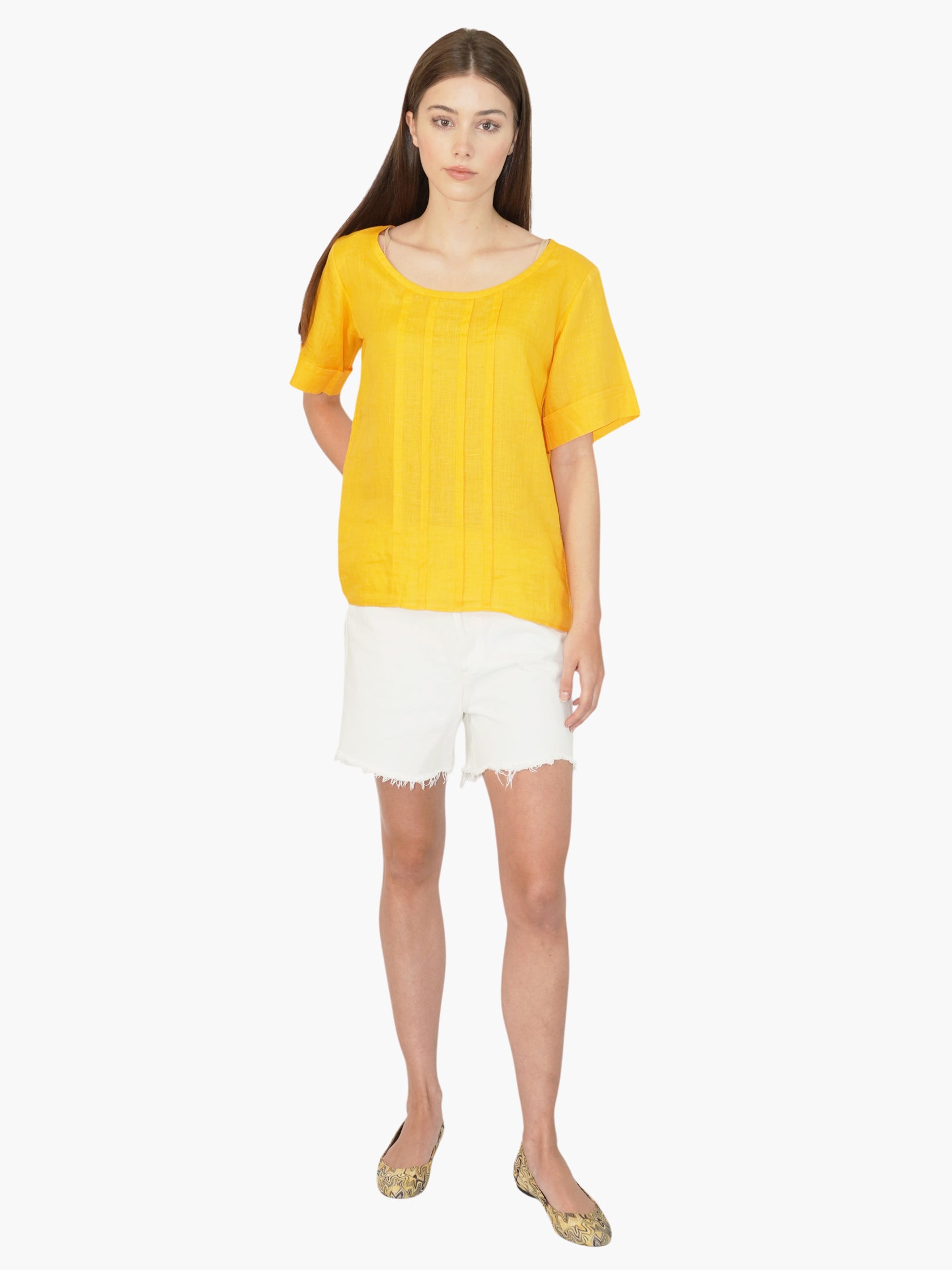 Pleated Linen Top