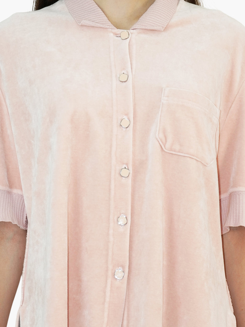 Velour Button-Up Top