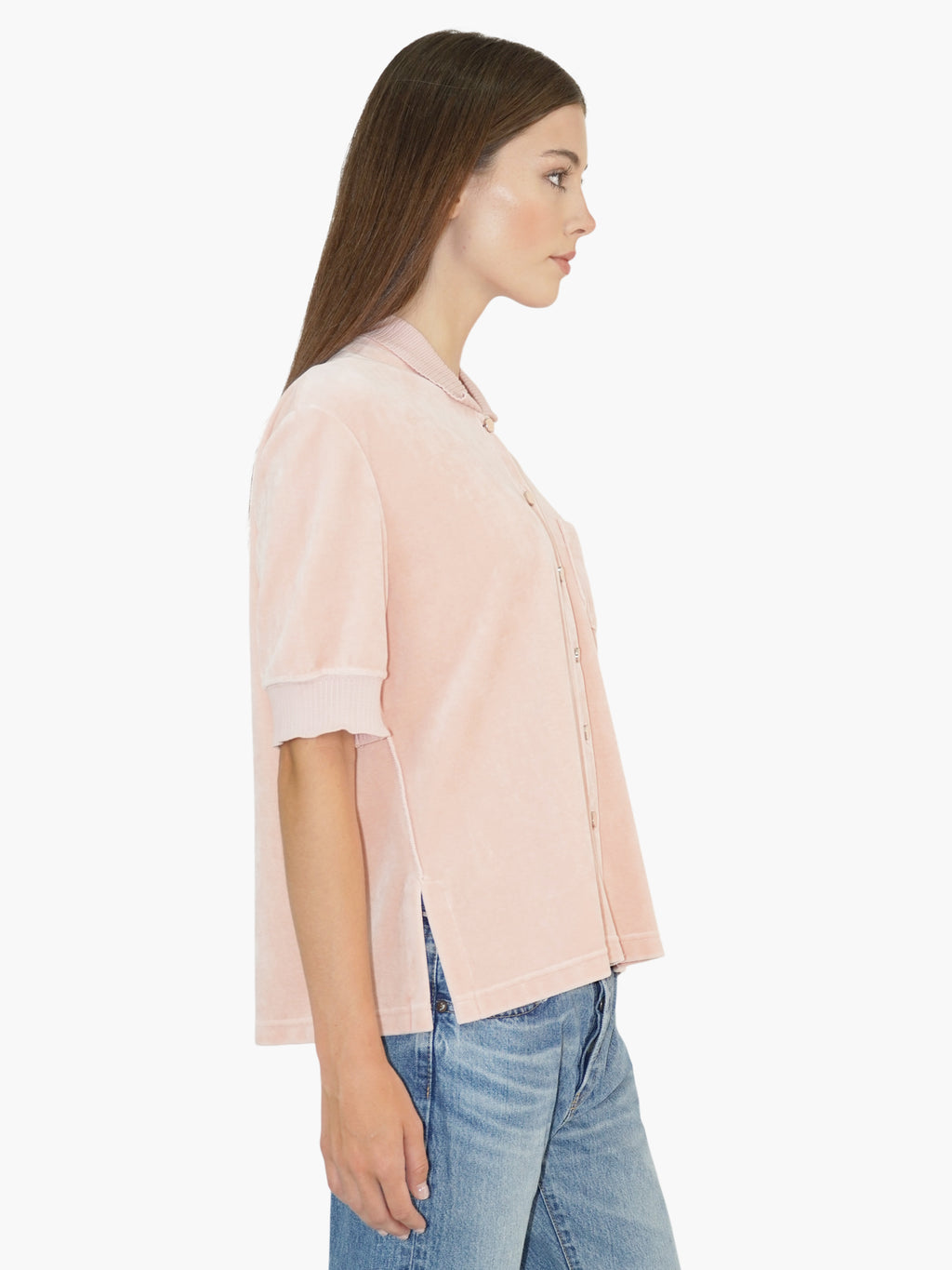 Velour Button-Up Top