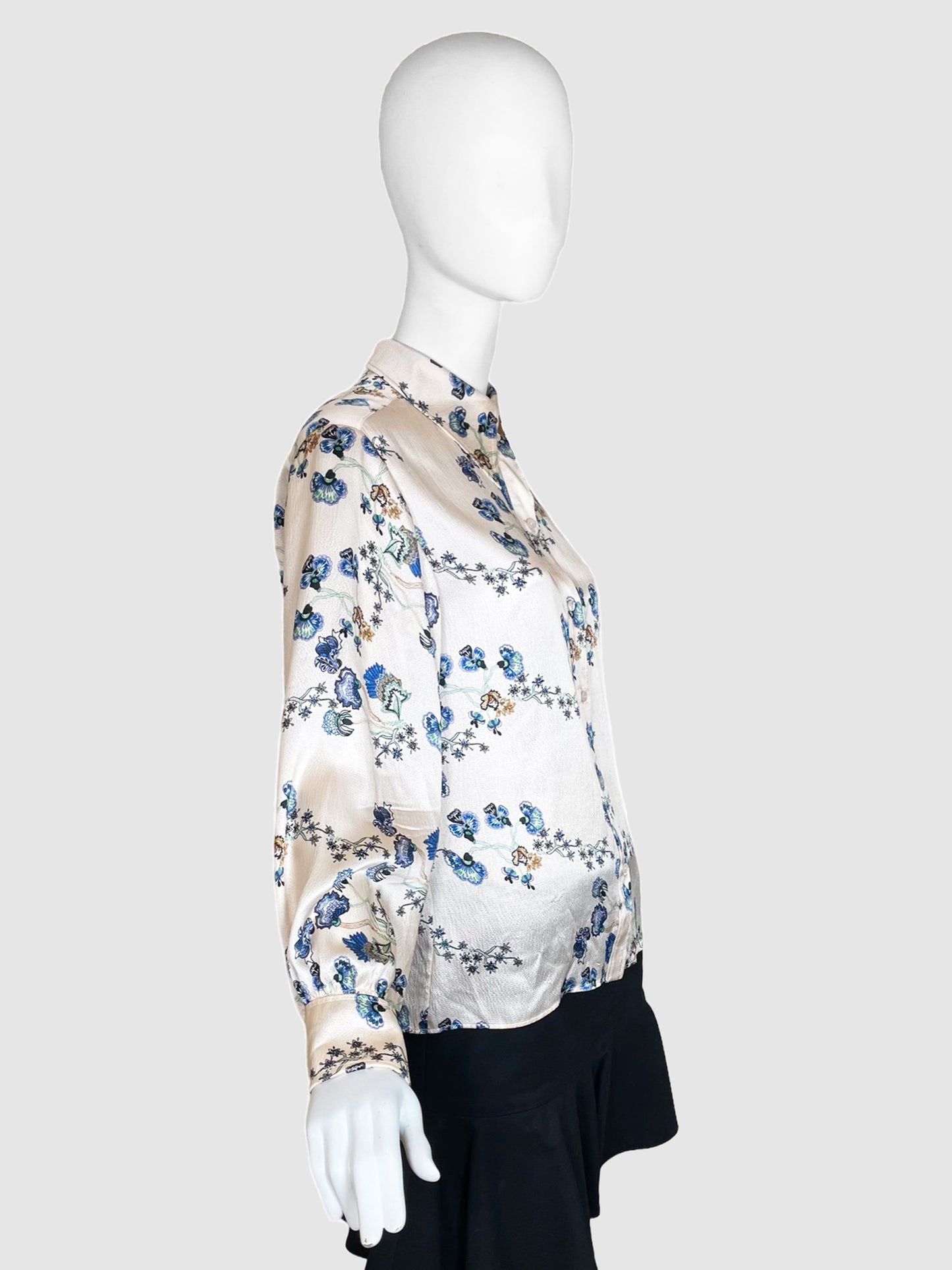 Chloé Silk Floral Print Button-Up Blouse - Size 38