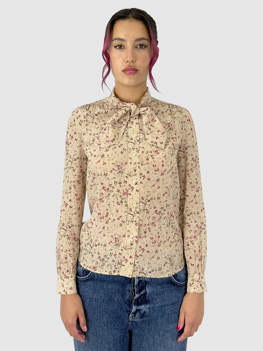 2021 Floral Silk-Crepe Top