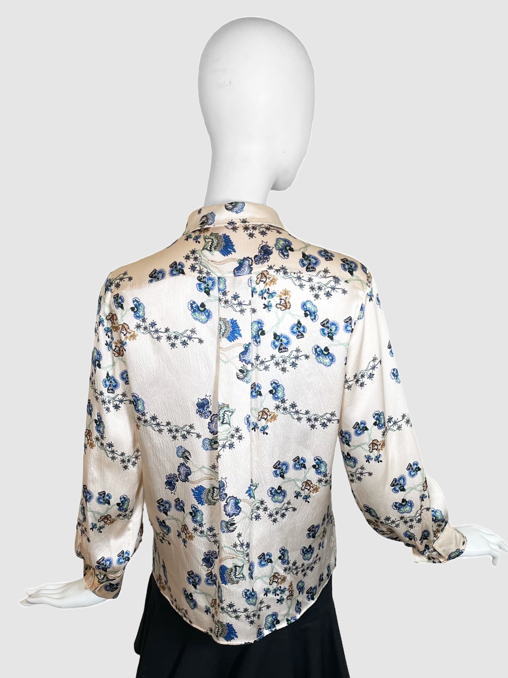 Chloé Silk Floral Print Button-Up Blouse - Size 38