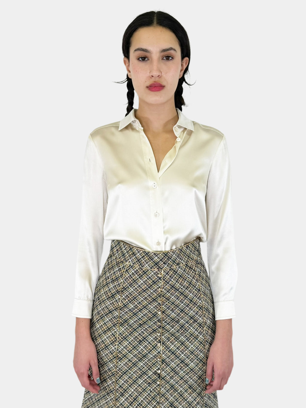 Silk Button-Up Top - Size 38