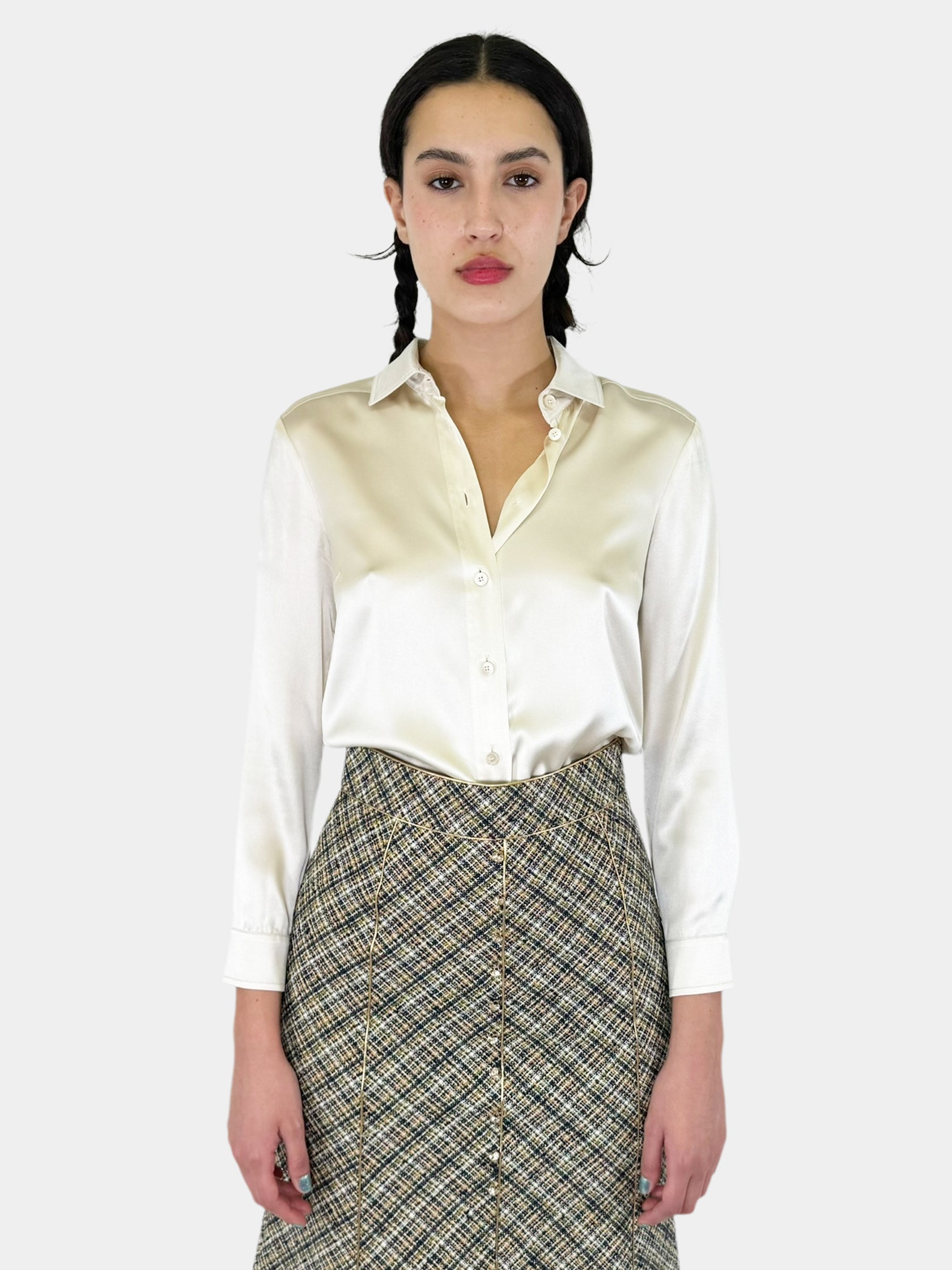 Silk Button-Up Top - Size 38