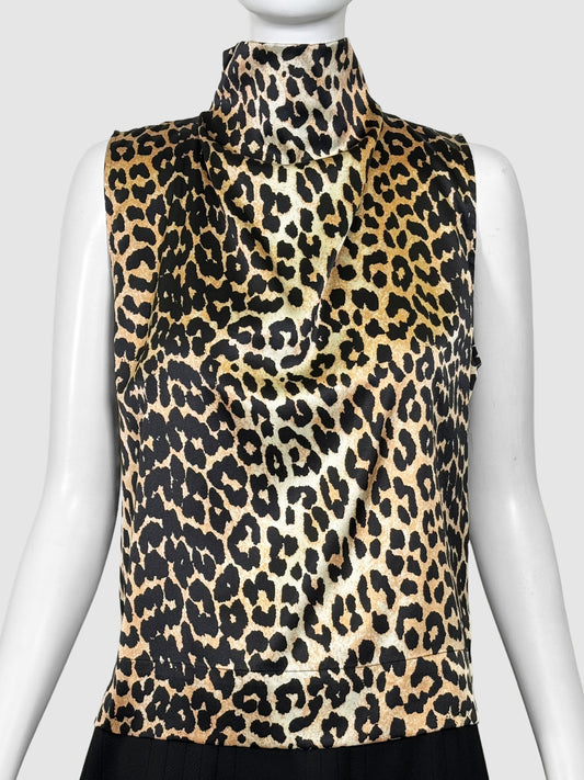 Silk Leopard Print Top - Size 38