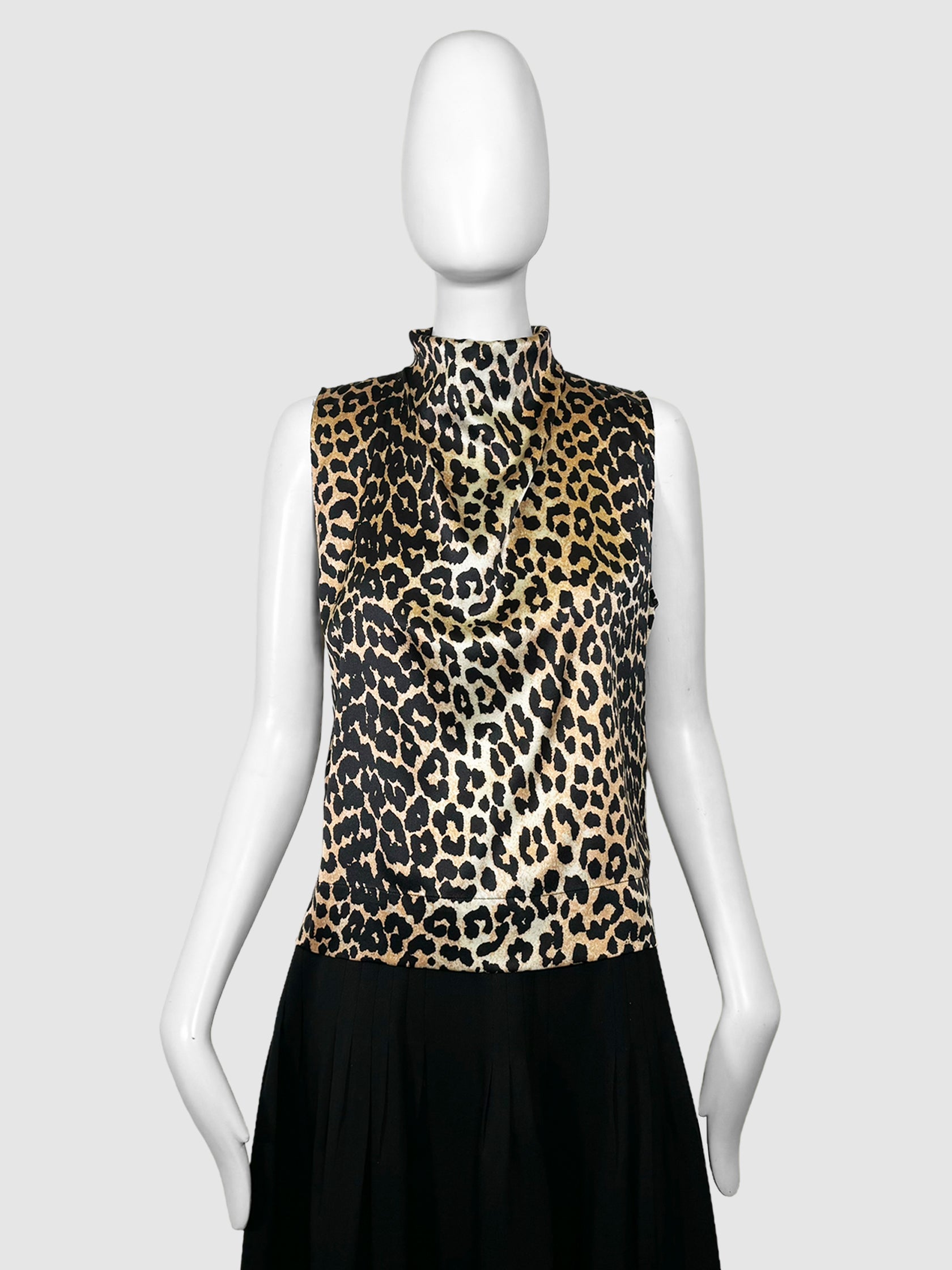 Silk Leopard Print Top - Size 38