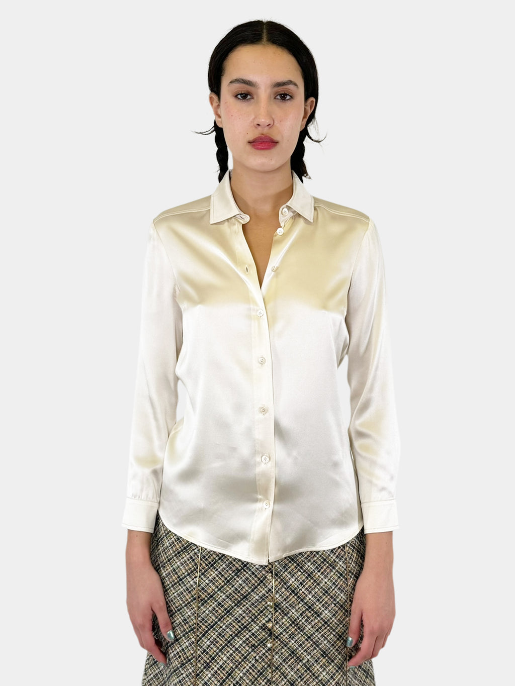 Silk Button-Up Top - Size 38
