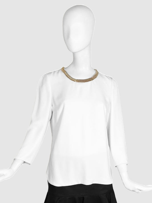 Burberry Gold Chain Collar Blouse - Size 6