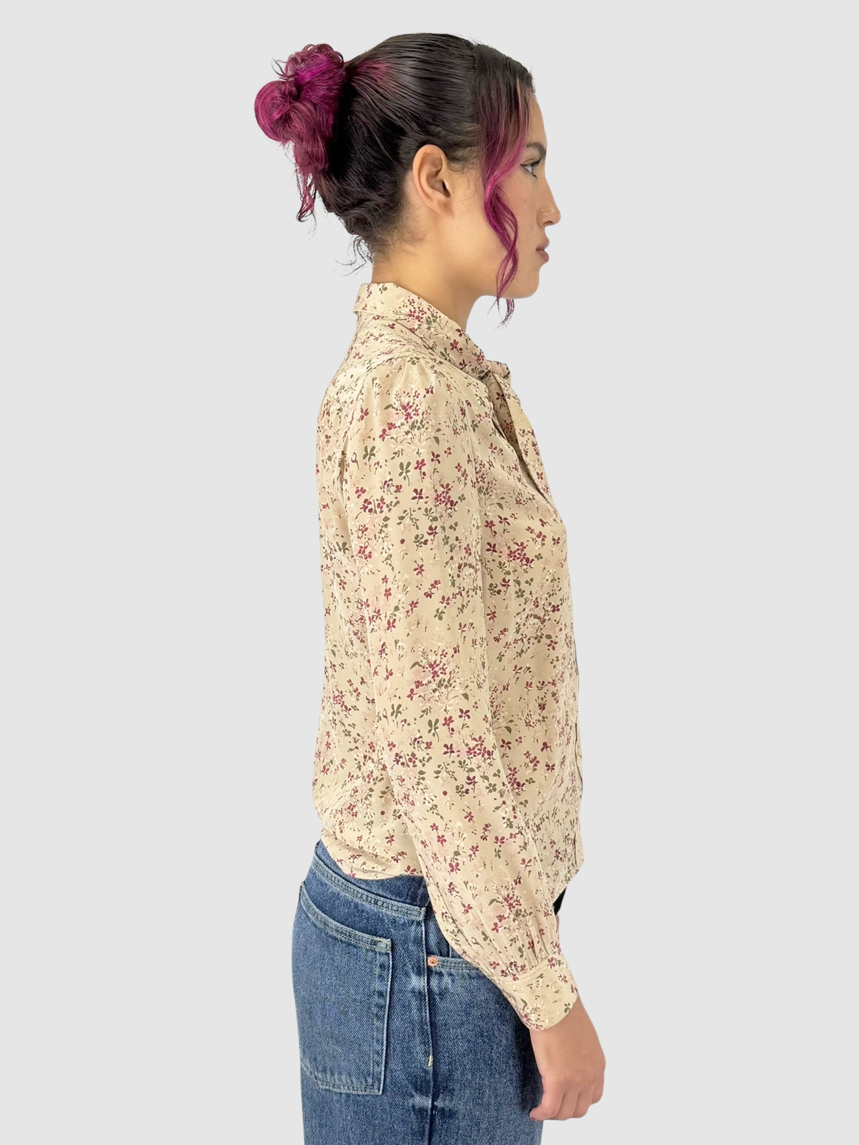 2021 Floral Silk-Crepe Top