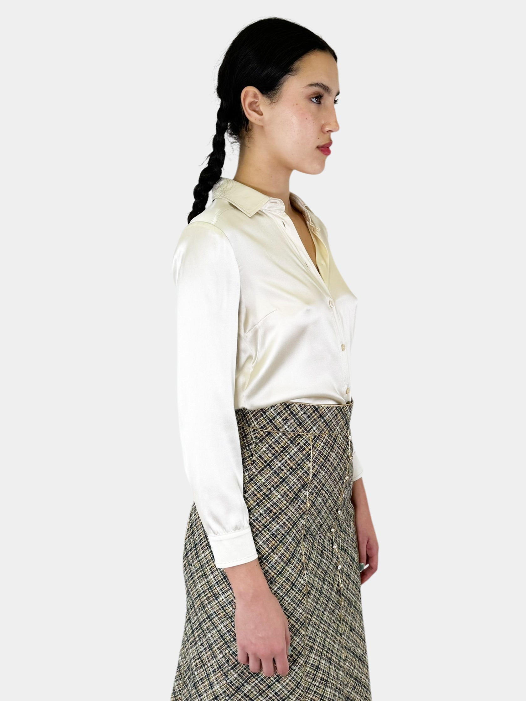 Silk Button-Up Top - Size 38