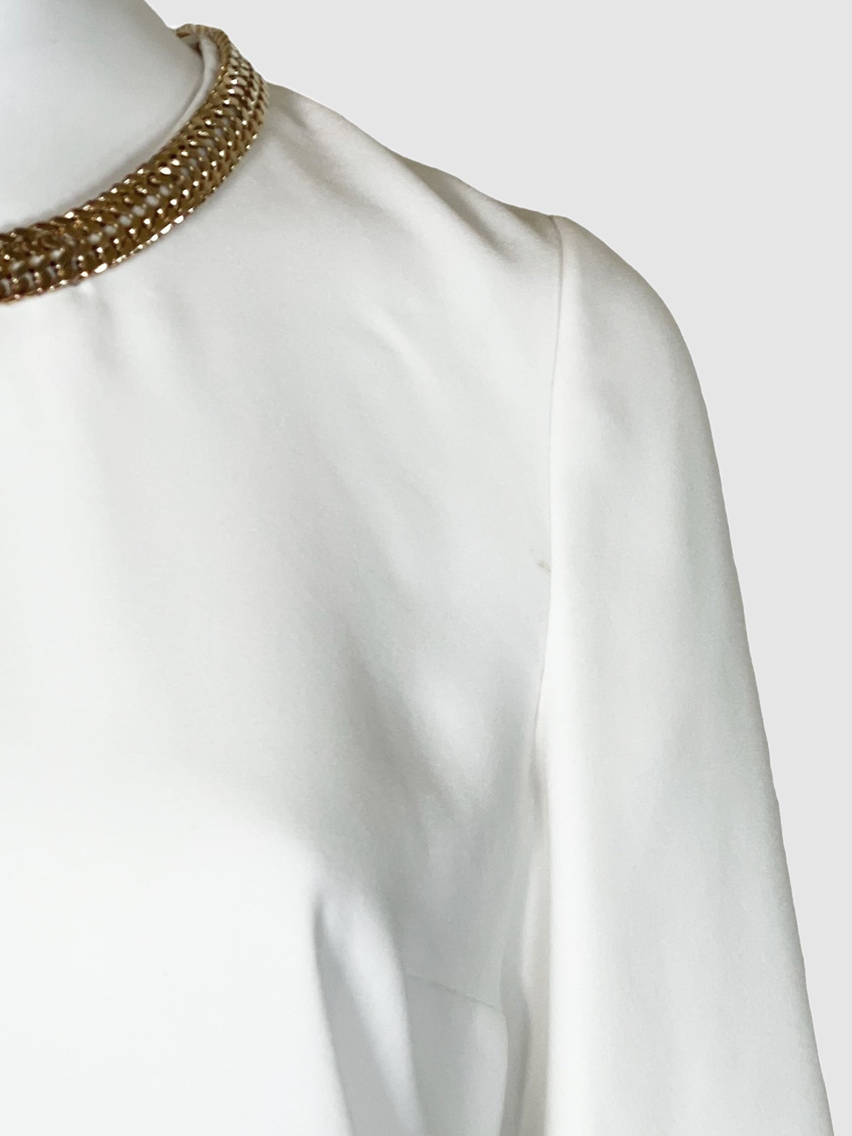 Burberry Gold Chain Collar Blouse - Size 6