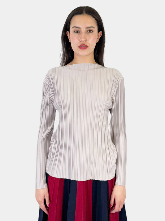 Pleated Long Sleeve Top - Size S