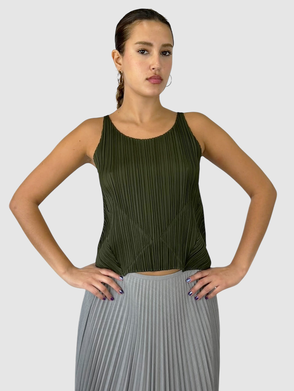 Pleated Sleeveless Top
