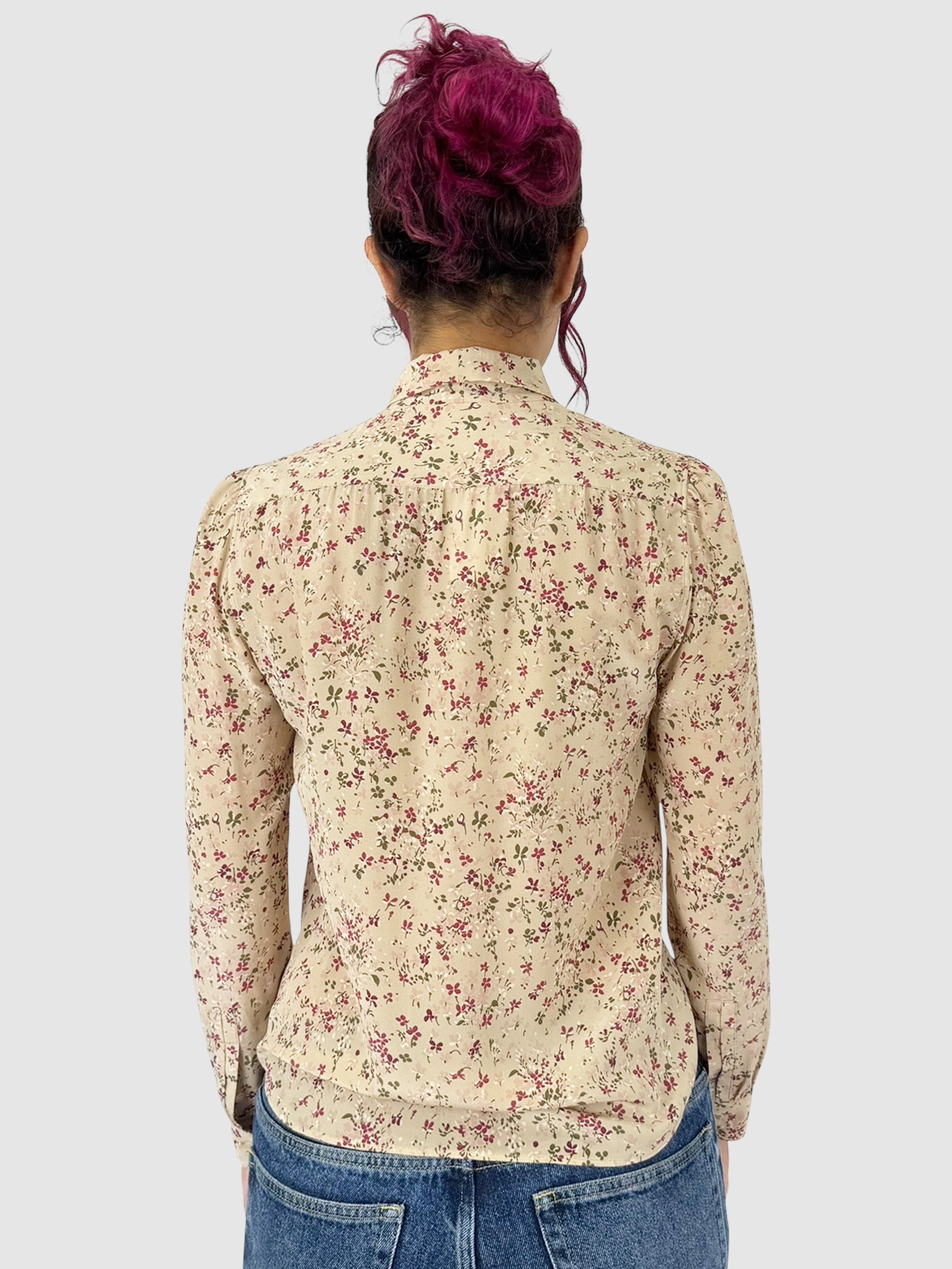 2021 Floral Silk-Crepe Top