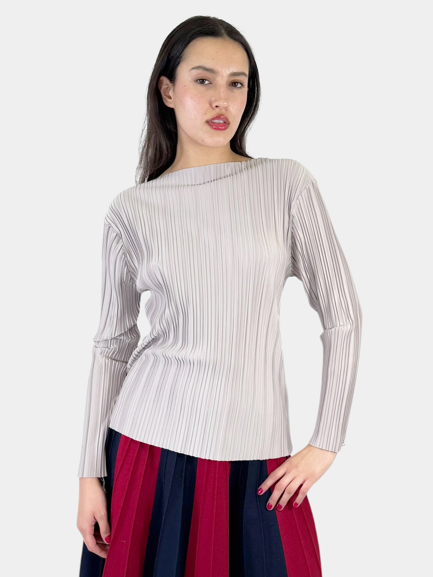 Pleated Long Sleeve Top - Size S