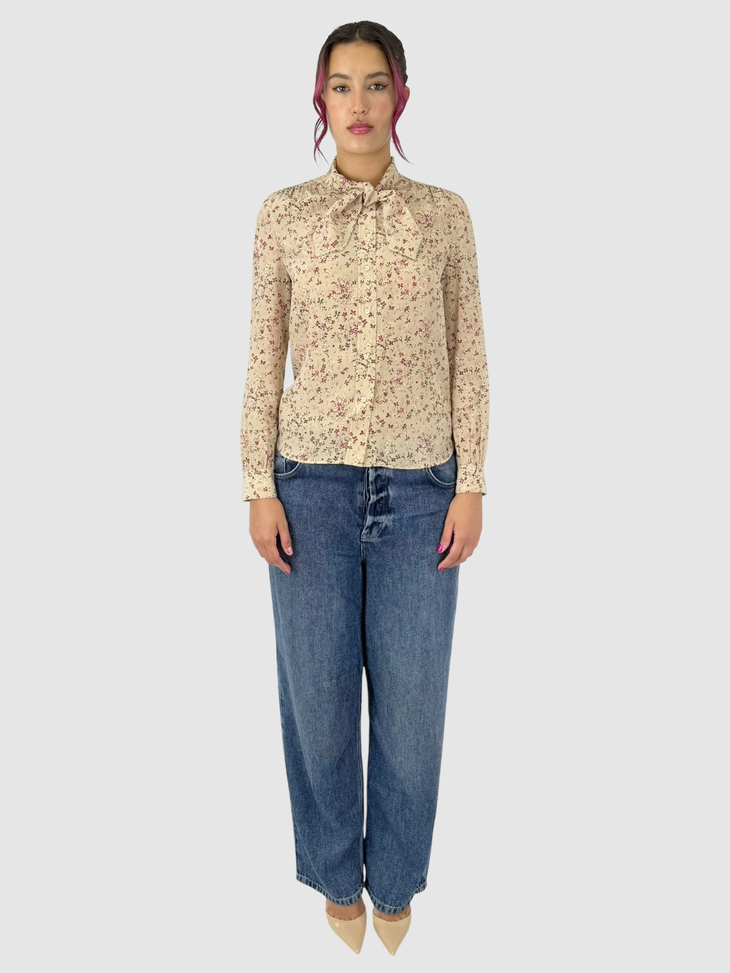 2021 Floral Silk-Crepe Top