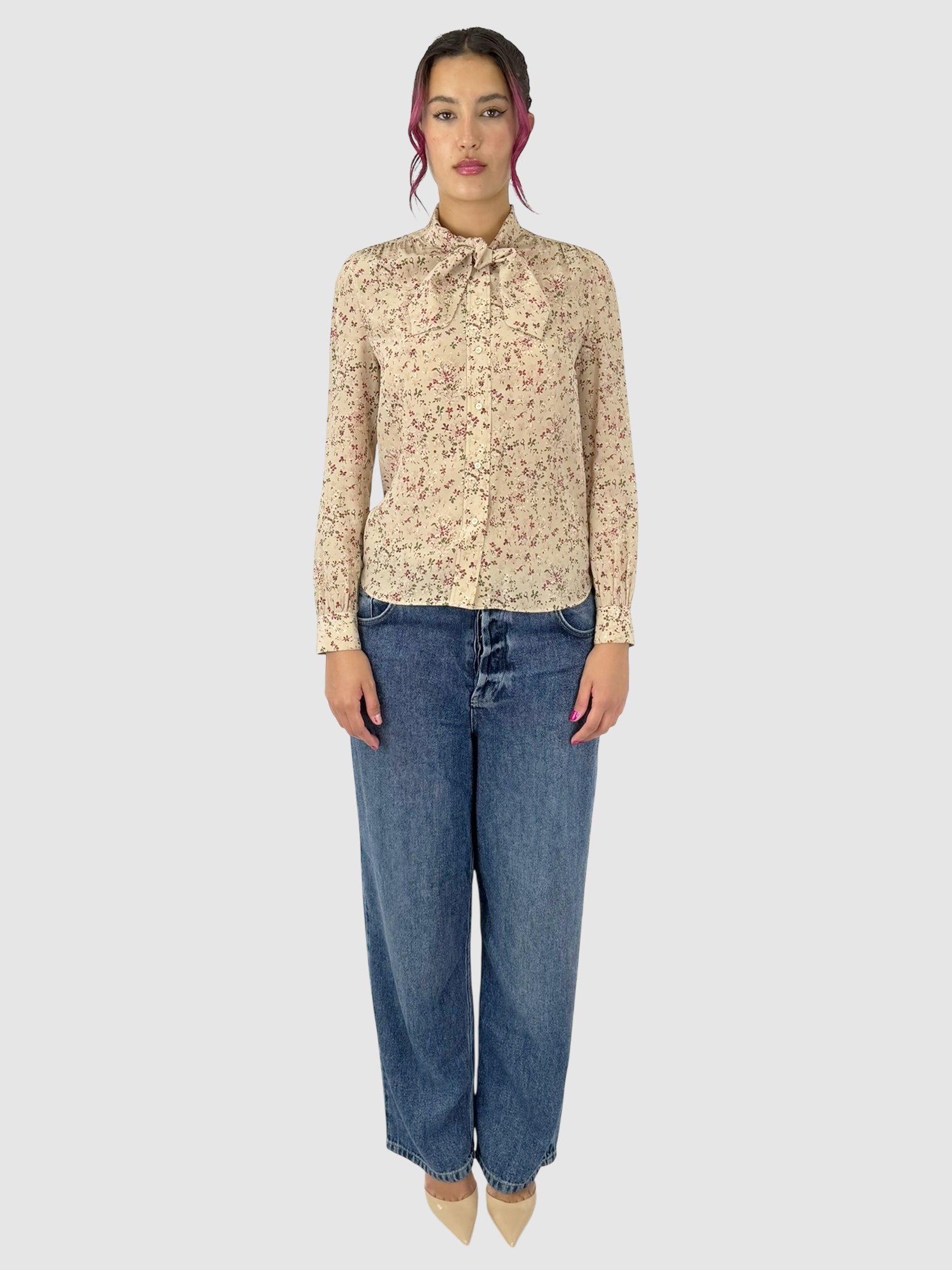 2021 Floral Silk-Crepe Top