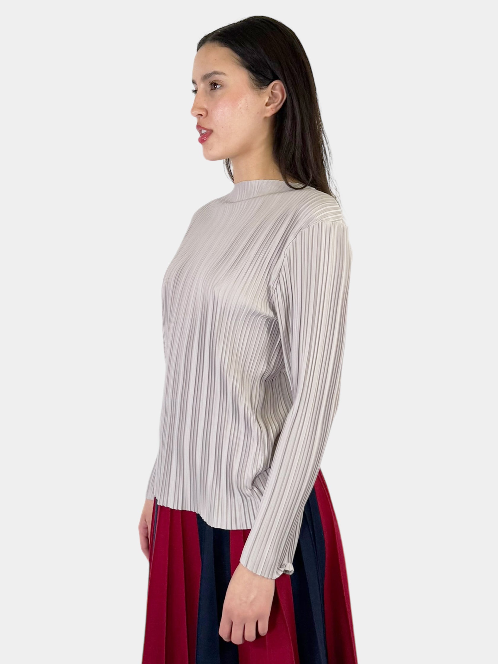 Pleated Long Sleeve Top