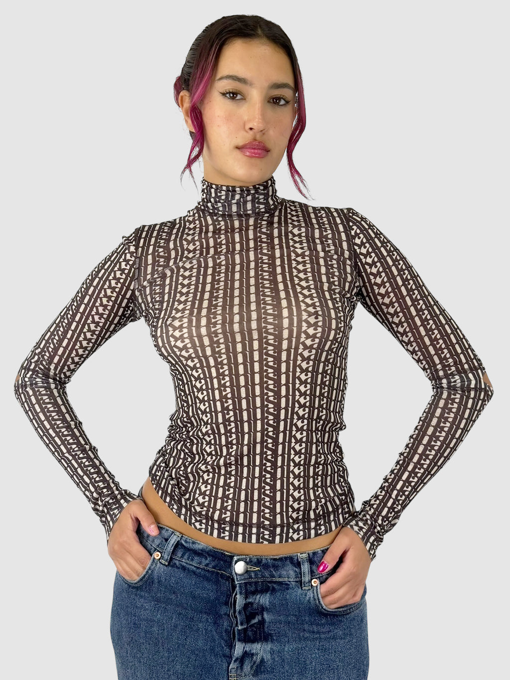 Mesh Turtleneck Top