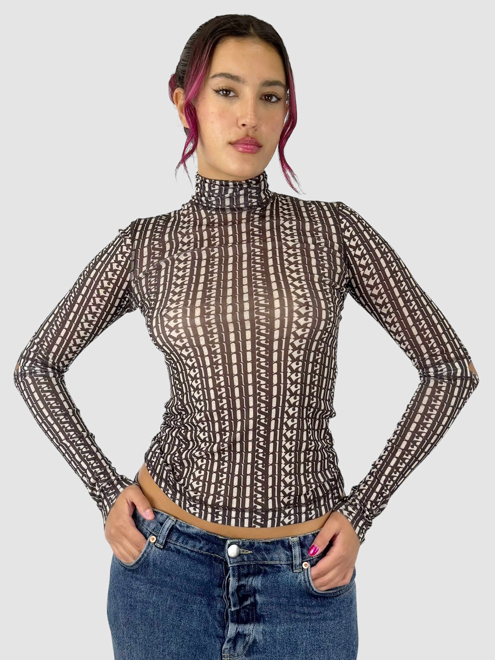Mesh Turtleneck Top