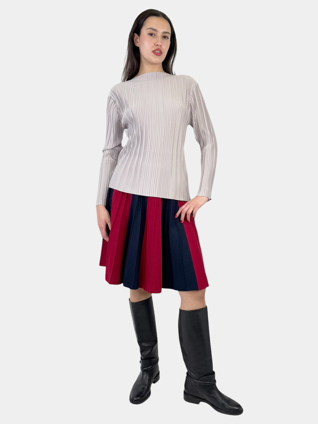 Pleated Long Sleeve Top