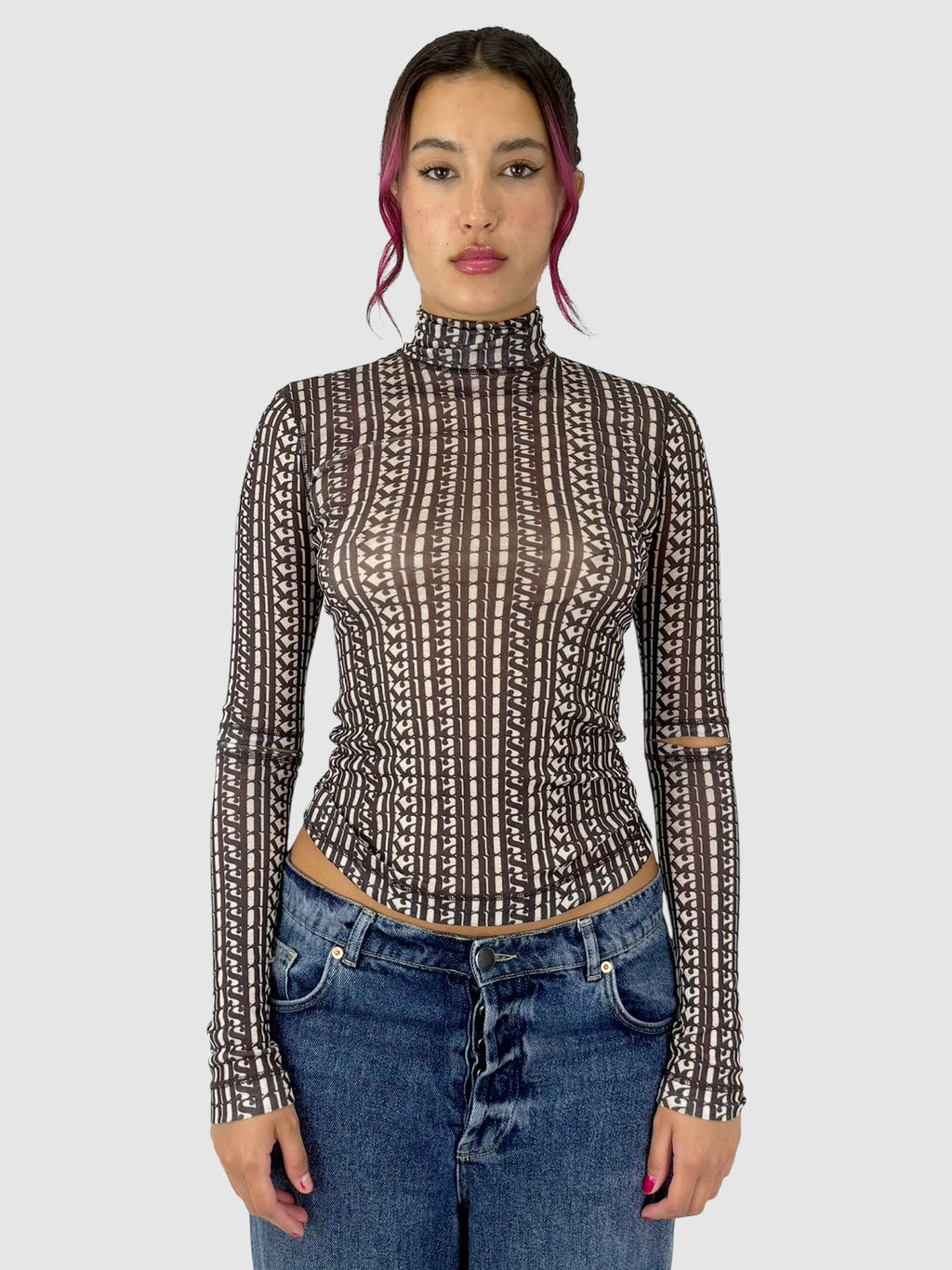 Mesh Turtleneck Top