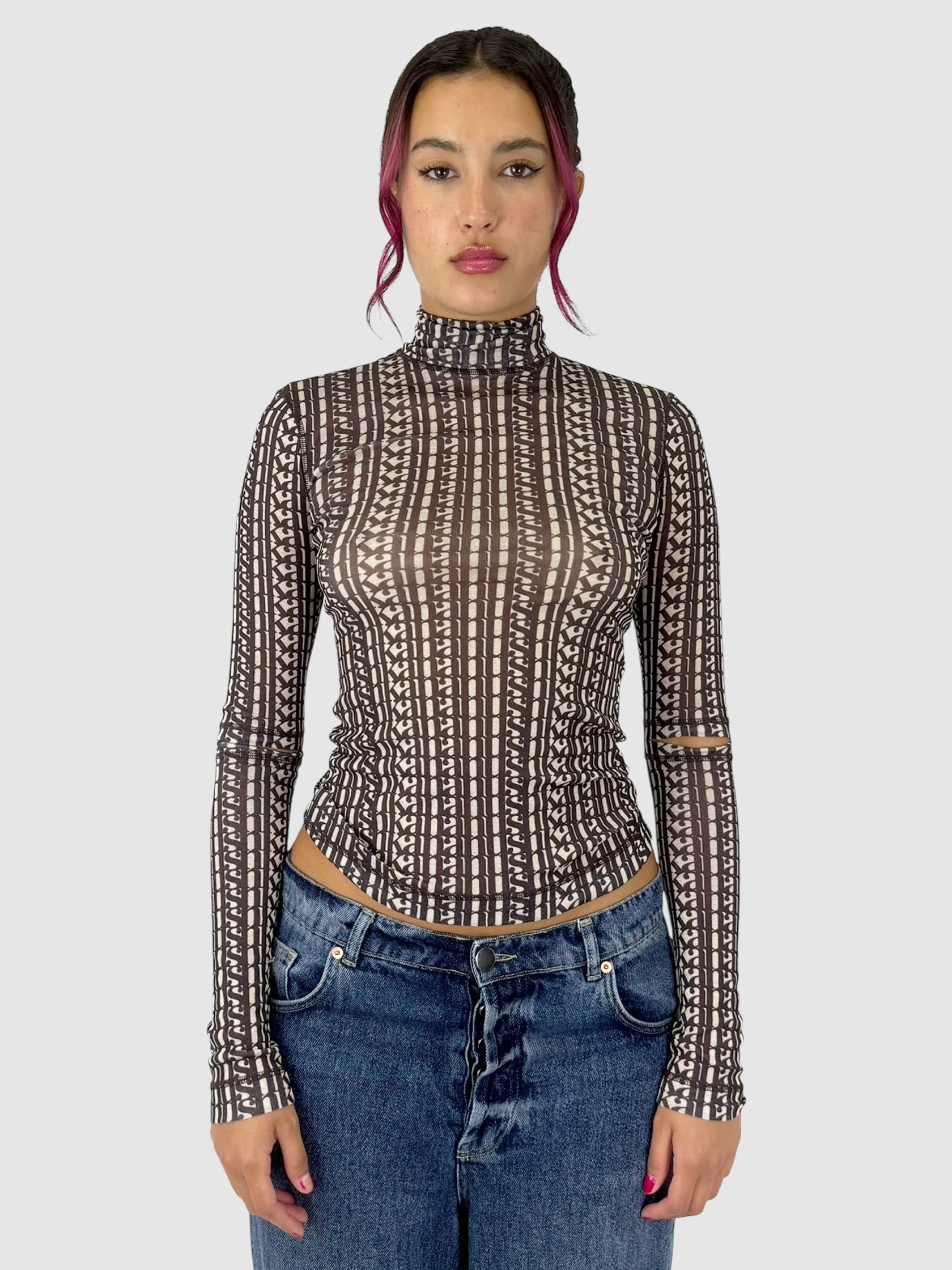 Mesh Turtleneck Top