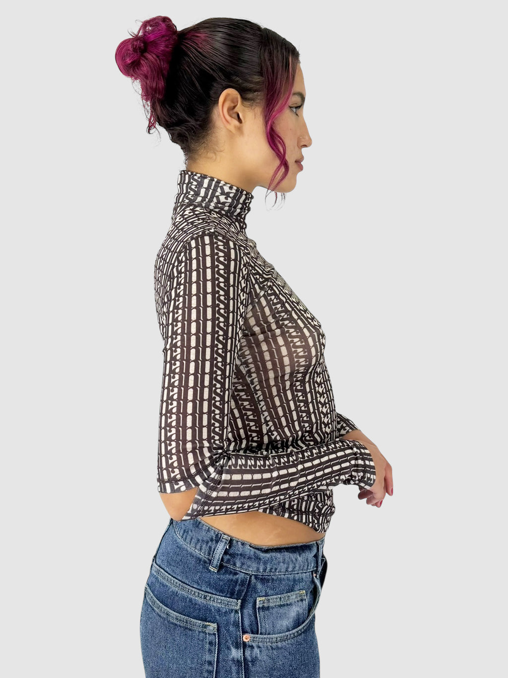 Mesh Turtleneck Top